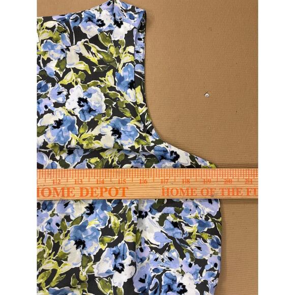 J. Jill Womens Medium Granite Water Floral Chiffon Dress Accordion Pleated Knee - Picture 10 of 10